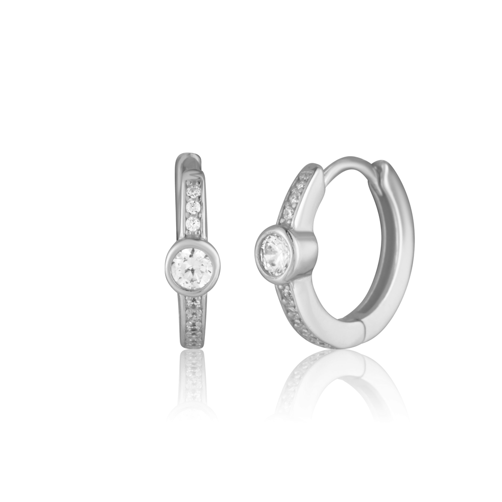  JVD Dámské kruhové stříbrné náušnice se zirkony SVLE3437XH2BI00