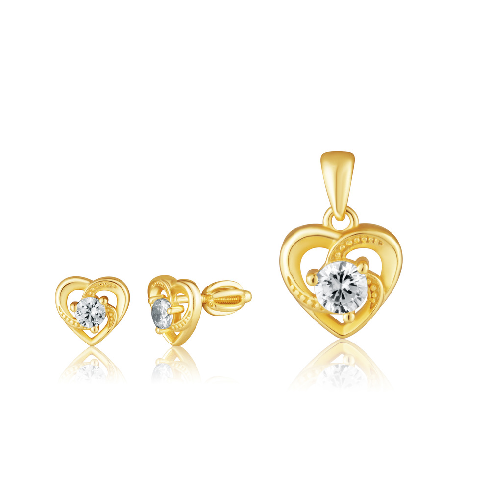 JVD Dámská pozlacená stříbrná souprava se zirkony set SVLS0142SH2GO00