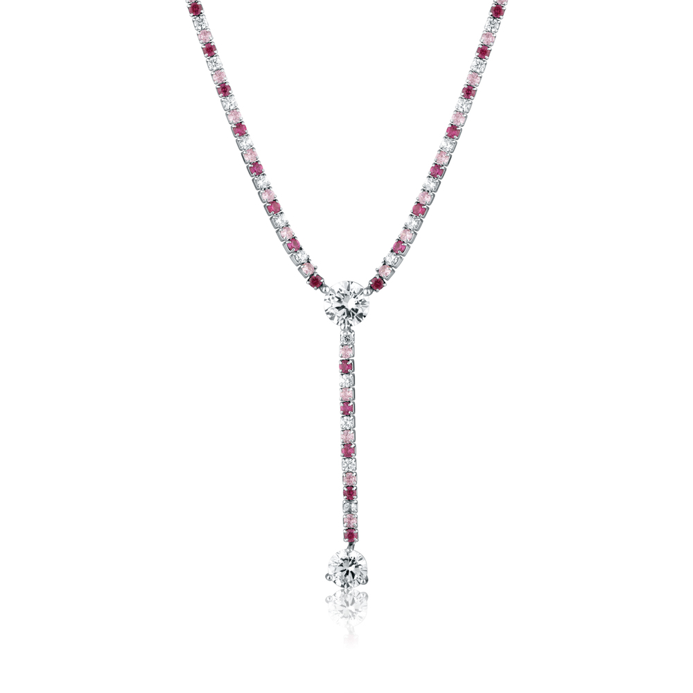  JVD Dámský stříbrný luxusní náhrdelník s rubíny SVLN0961SH2BR18