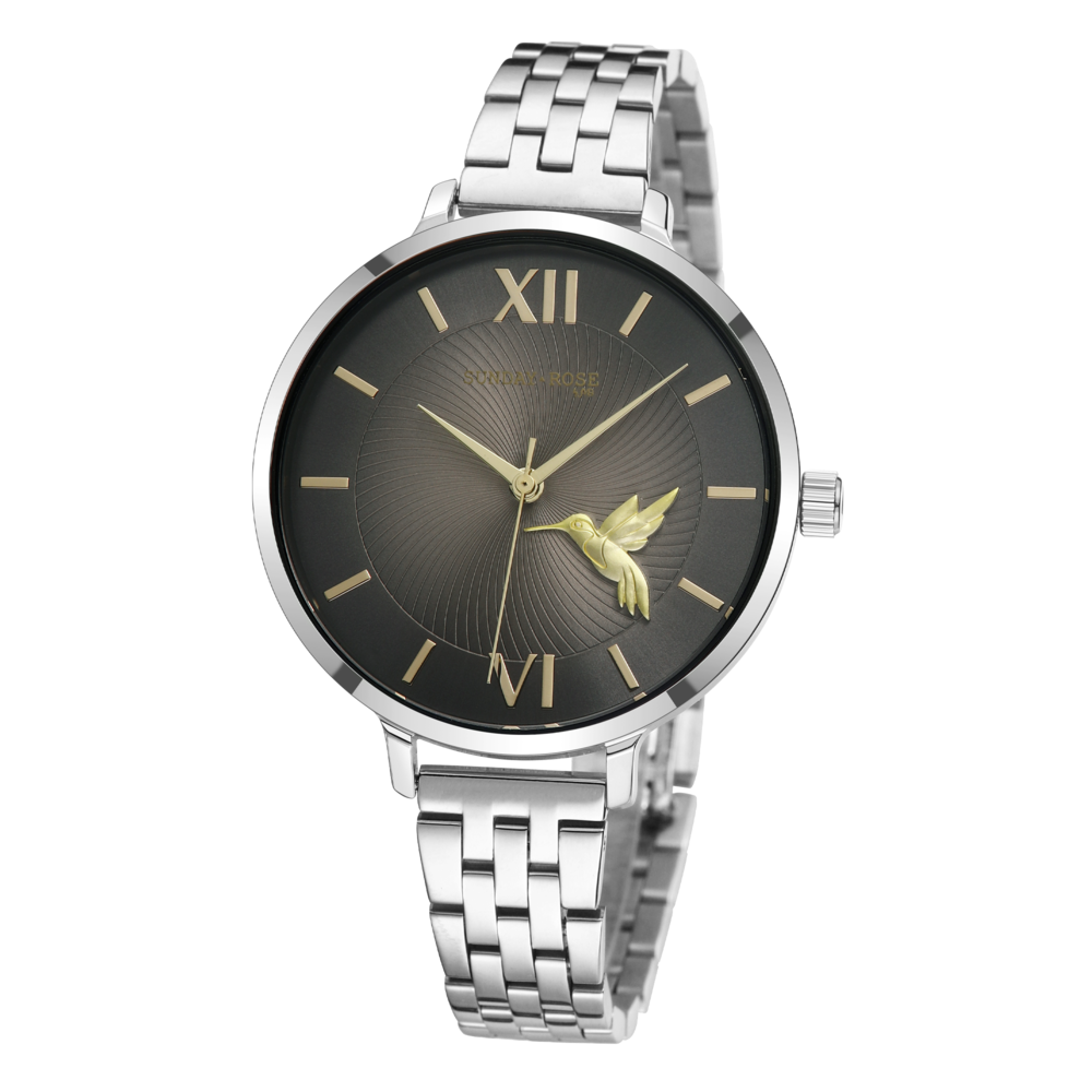 SUNDAY ROSE Dámské stříbrné luxusní designové hodinky SUNDAY ROSE Fashion SUN-F20