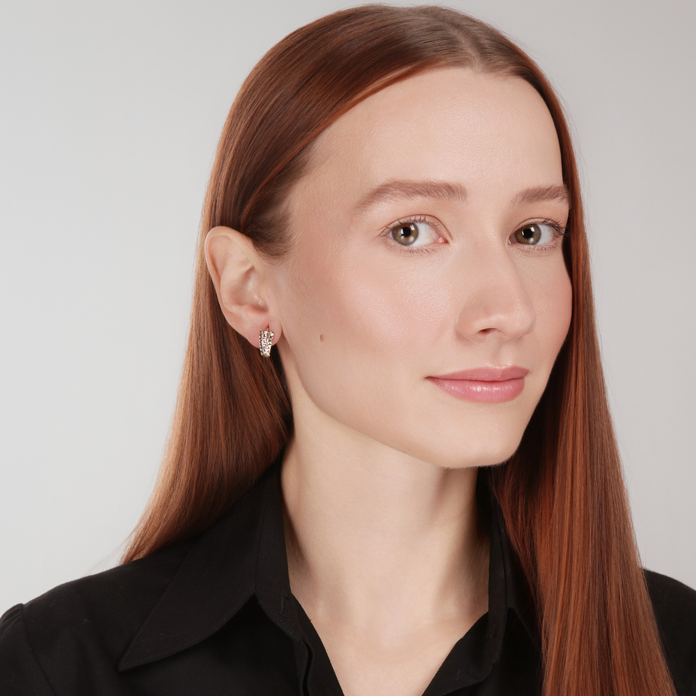 JVD Dámské zlaté náušnice z bílého a žlutého zlata na patent ryz. 585/1000 ZE0946XJ81-6000