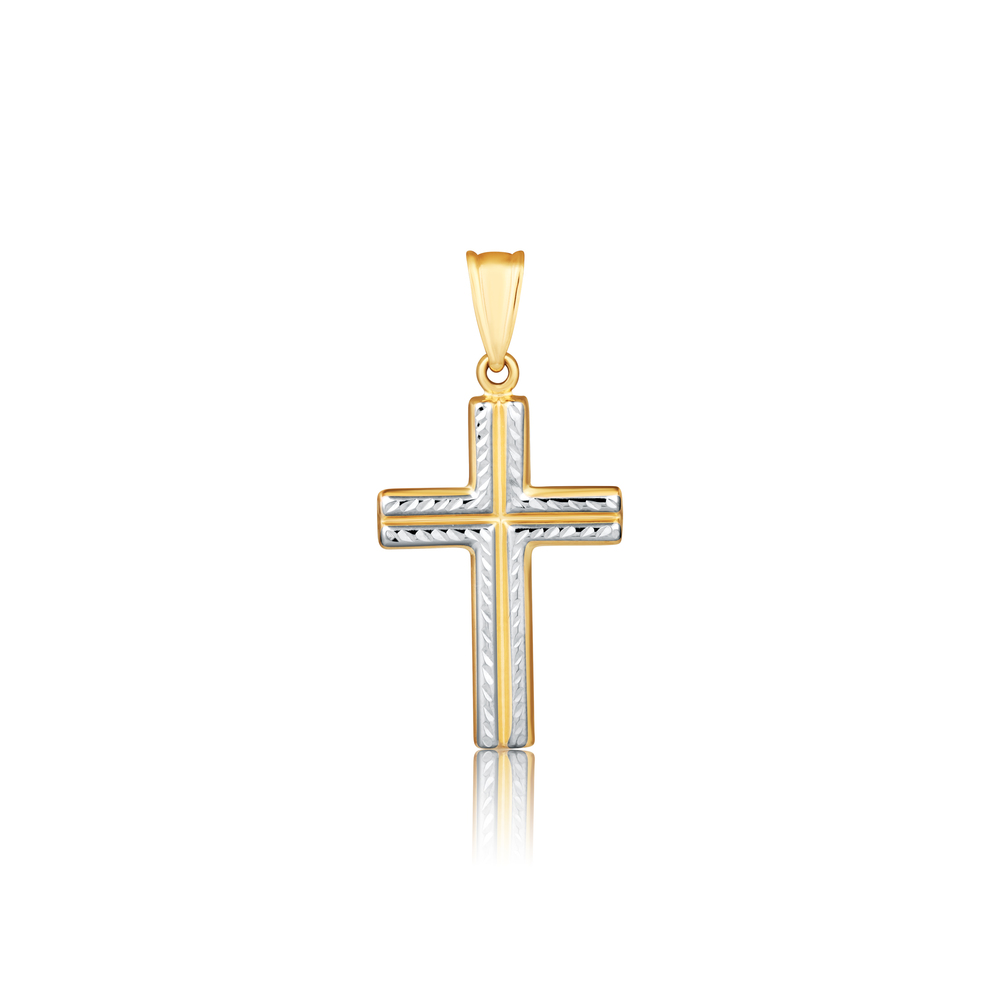  JVD Dámský zlatý přívěsek z bílého a žlutého zlata křížek ryz. 585/1000 ZP0449XJ80-8400