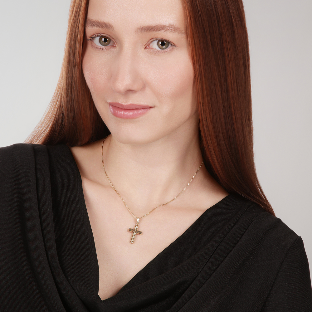  JVD Dámský zlatý přívěsek z bílého a žlutého zlata křížek ryz. 585/1000 ZP0449XJ80-8400