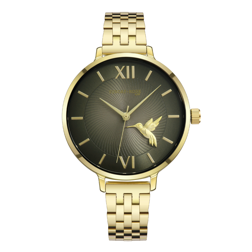 SUNDAY ROSE Dámské zlacené luxusní designové hodinky SUNDAY ROSE Fashion SUN-F21