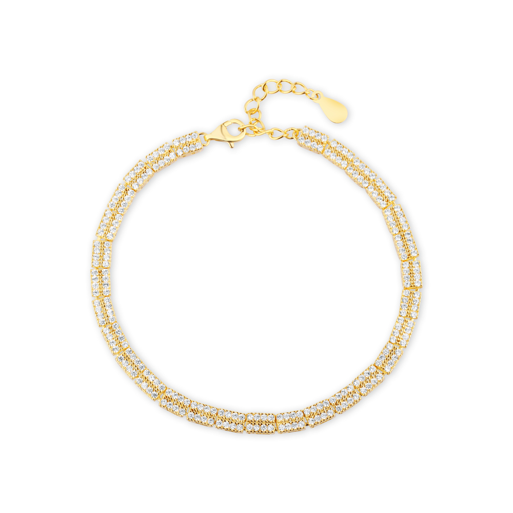 JVD Dámský stříbrný pozlacený náramek se zirkony SVLB0587XE9GO18