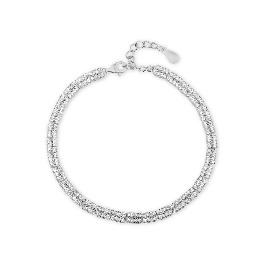  JVD Dámský stříbrný náramek se zirkony ryz. 925/1000 SVLB0587XE9BI18