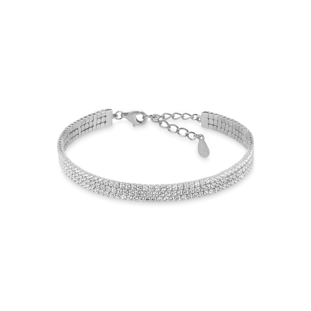  JVD Dámský stříbrný náramek se zirkony ryz. 925/1000 SVLB0591XE9BI18