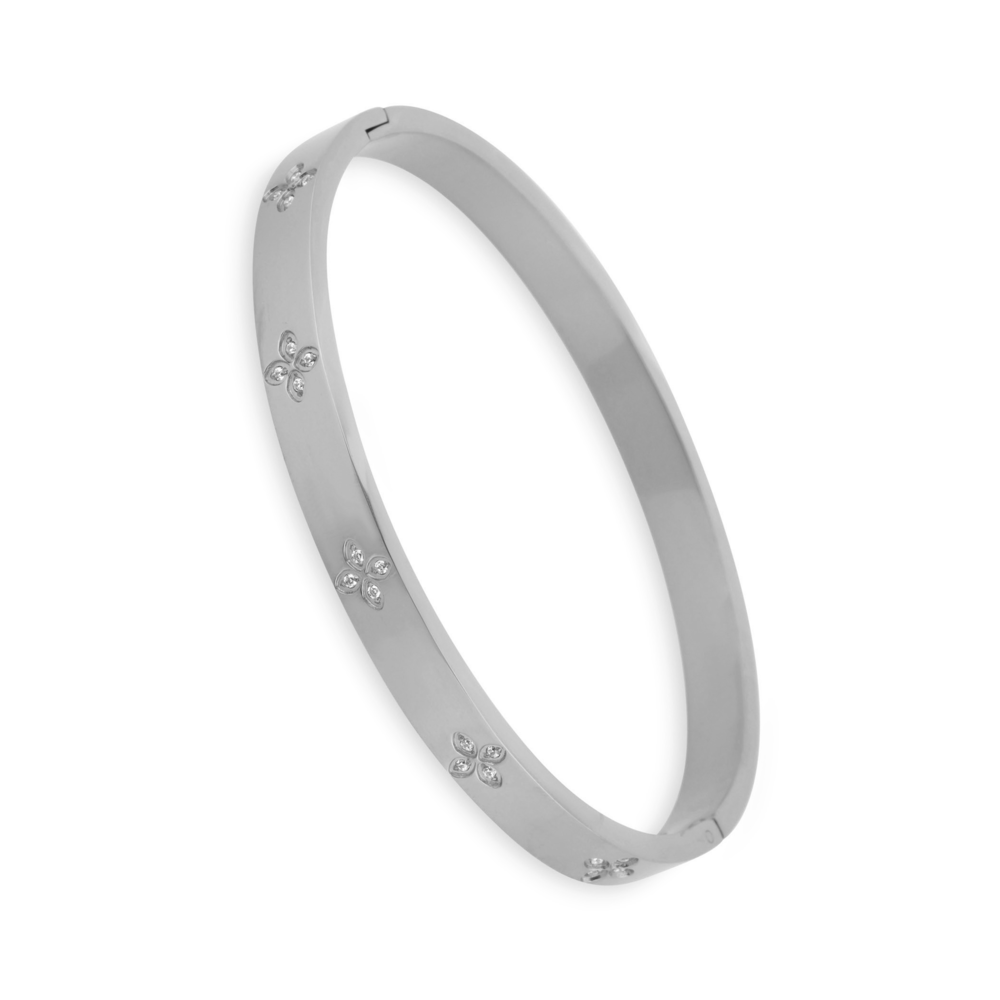 JVD Dámský pevný ocelový náramek se zirkony JGB22S