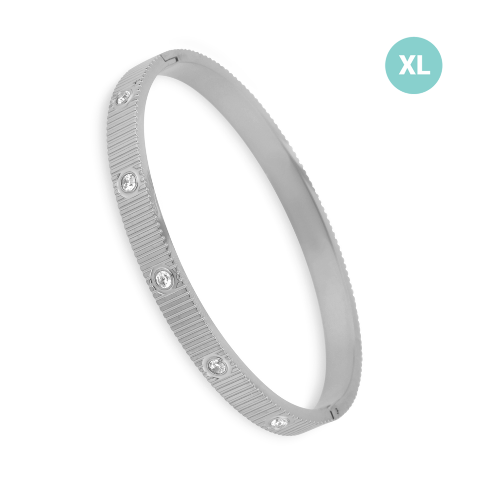 JVD Dámský pevný ocelový náramek se zirkony JGB23SXL