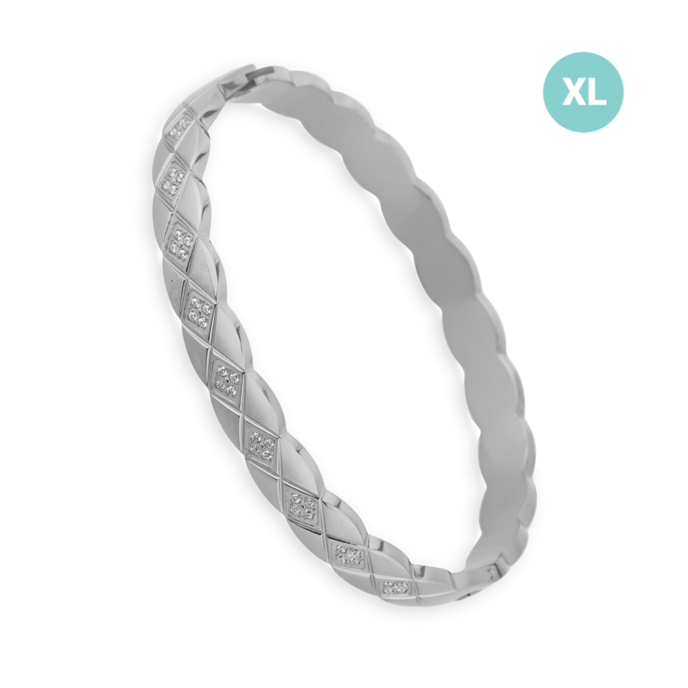 JVD Dámský pevný ocelový náramek se zirkony JGB26SXL