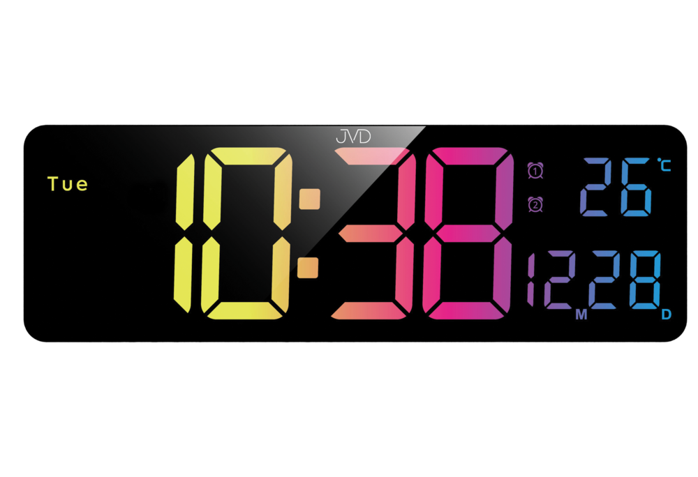 JVD Digitální nástěnné barevné hodiny s LED podsvícením JVD DH324