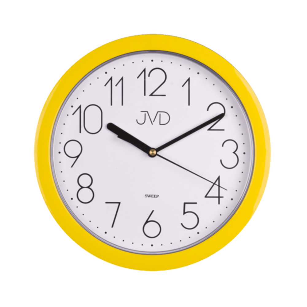 JVD Žluté netikající tiché nástěnné hodiny JVD HP612.12 | Hodiny, hodinky,  budíky, meteostanice, minutky, stopky, teploměry, chronografy, dětské hodiny  a hodinky zn. JVD, LAVVU, CLOCKODILE, SUNDAY ROSE, TOUCH, VLAHA, MINET